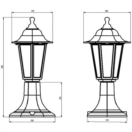 Светильник уличный НТУ 06-60-001 У1 Оскар 1, черный/стекло, 60Вт, IP44