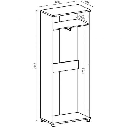 Шкаф Avance для одежды 6Ш.013.1 800х450х2116 шамони светлый