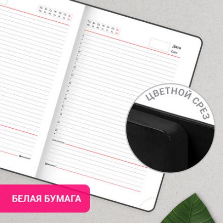 Ежедневник с магнитным клапаном недатированный, под кожу, А5, черный, BRAUBERG "Magnetic X", 113278
