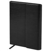 Ежедневник с магнитным клапаном недатированный, под кожу, А5, черный, BRAUBERG "Magnetic X", 113278