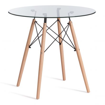 Стол CINDY GLASS (mod.80GLASS), металл/стекло, D80х75см, прозрачный Стол CINDY GLASS (mod.80GLASS), металл/стекло, D80х75см, прозрачный