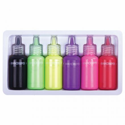 Краски витражные ЮНЛАНДИЯ "НЕОНЧИКИ", 5 цветов светящихся в темноте + 1 черный, 20 мл, шаблоны, 191760 Краски витражные ЮНЛАНДИЯ "НЕОНЧИКИ", 5 цветов светящихся в темноте + 1 черный, 20 мл, шаблоны, 191760