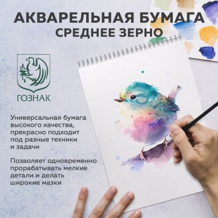 Бумага для акварели А4 60 л., 270 г/м2, мелкое зерно, в коробке, BRAUBERG ART CLASSIC, "Вдохновение", 116887