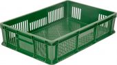 Ящик 600х400х140 мм перфорированный без ручек зелёный Ящик 600х400х140 мм перфорированный без ручек зелёный