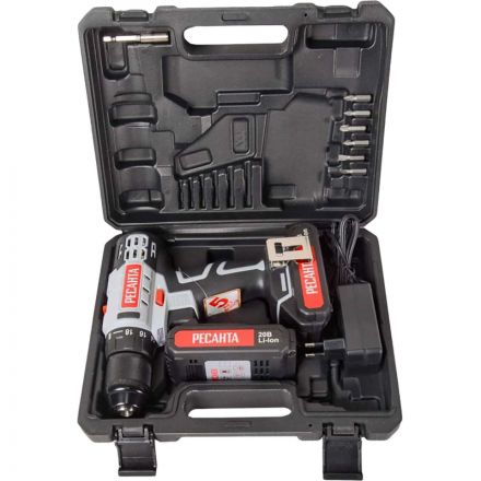 Дрель-шуруповерт аккумуляторная ДА-20-2ЛК Ресанта (75/14/11)