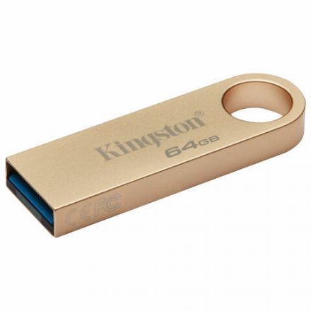 Флеш-диск 64 GB, KINGSTON DataTraveler SE9 G3 USB 3.2, металлический корпус, золотой, DTSE9G3/64GB