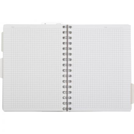 Бизнес-тетрадь 120л,клетка,А5 Flora 2,пласт.обл,серебр.спир,3раздел,линейка