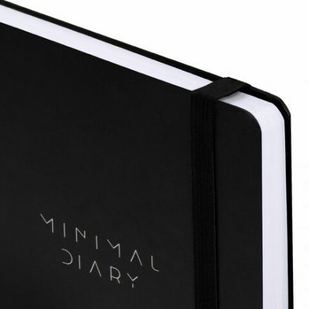 Ежедневник недатированный с резинкой А5 145х203 мм, BRAUBERG, твердый, 160 л., "Minimal", черный, 116299