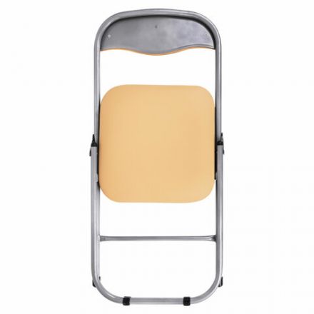 Стул складной для дома и офиса РС04, серебристый каркас, кожзам песочный