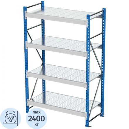 Стеллаж металлический MZ_SGR-V-1584-2,5 4 яруса 1500х800, Выс.2500 Стеллаж металлический MZ_SGR-V-1584-2,5 4 яруса 1500х800, Выс.2500