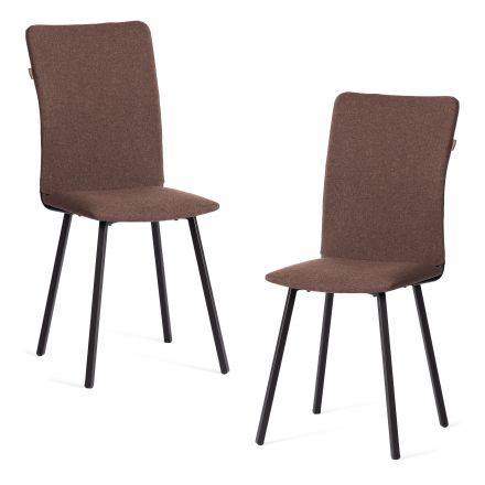 Стул обеденный La Rousse (2 шт. в упаковке) NEW, ткань рогожка, коричневый/черный, 3М7-147, 45х55х93 см
