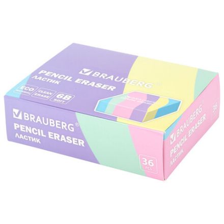 Ластик кросс-серия PASTEL, 34х34х14 мм, квадратный, ассорти, ЭКО ПВХ, BRAUBERG, 273210 Ластик кросс-серия PASTEL, 34х34х14 мм, квадратный, ассорти, ЭКО ПВХ, BRAUBERG, 273210