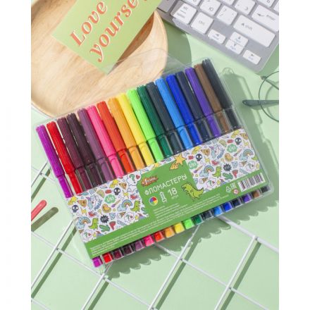 Фломастеры №1School Отличник 18цв., ПВХ-пакет с европодвесом,вентилируемые