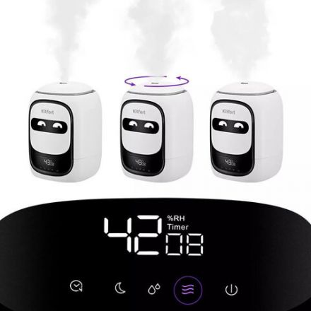 Увлажнитель воздуха KITFORT КТ-2878, объем бака 4,8 л, 25 Вт, арома-контейнер, гигрометр, белый Увлажнитель воздуха KITFORT КТ-2878, объем бака 4,8 л, 25 Вт, арома-контейнер, гигрометр, белый