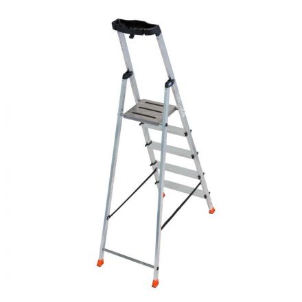 Стремянка складная Krause SAFETY 5 ступеней с полочкой 128959