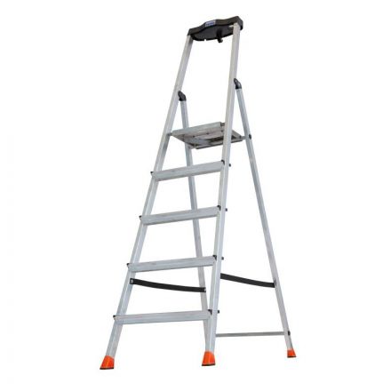 Стремянка складная Krause SAFETY 5 ступеней с полочкой 128959