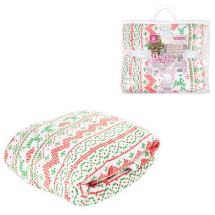 Плед новогодний 200х220 см, "Вязаный", полиэстер, 210 г/м2, ЗОЛОТАЯ СКАЗКА, 592533