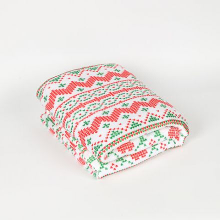 Плед новогодний 200х220 см, "Вязаный", полиэстер, 210 г/м2, ЗОЛОТАЯ СКАЗКА, 592533