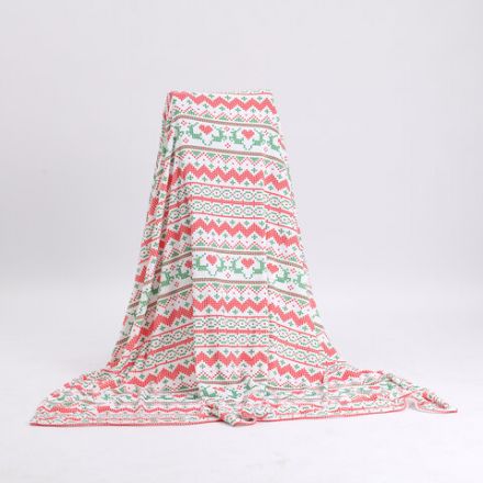 Плед новогодний 200х220 см, "Вязаный", полиэстер, 210 г/м2, ЗОЛОТАЯ СКАЗКА, 592533