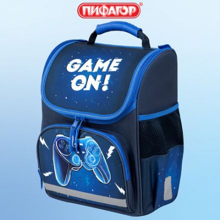 Ранец ПИФАГОР BASIC, 1 отделение, 3 кармана, эргономичная спинка, "Game on", 35х28х18 см, 271376