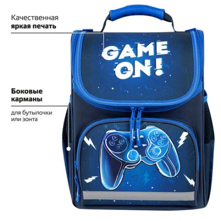 Ранец ПИФАГОР BASIC, 1 отделение, 3 кармана, эргономичная спинка, "Game on", 35х28х18 см, 271376