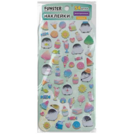 Наклейки гелевые "Вкусный микс", 17,5х9 см, ассорти 6 видов, FUNSTER (ФАНСТЕР), 666082