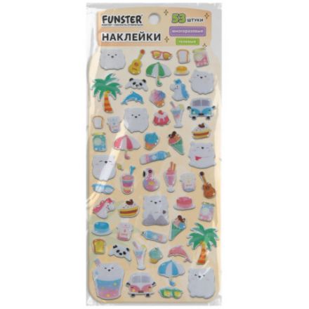 Наклейки гелевые "Вкусный микс", 17,5х9 см, ассорти 6 видов, FUNSTER (ФАНСТЕР), 666082