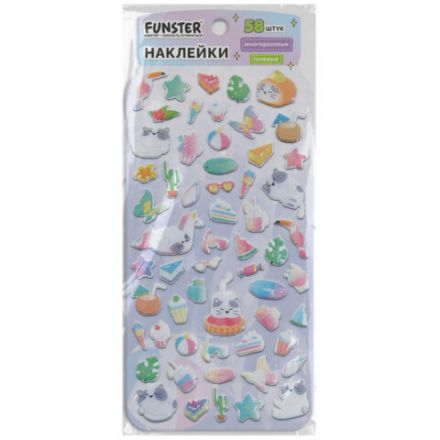 Наклейки гелевые "Вкусный микс", 17,5х9 см, ассорти 6 видов, FUNSTER (ФАНСТЕР), 666082