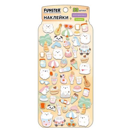 Наклейки гелевые "Вкусный микс", 17,5х9 см, ассорти 6 видов, FUNSTER (ФАНСТЕР), 666082