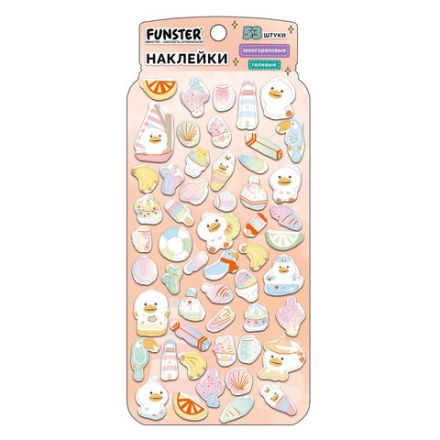Наклейки гелевые "Вкусный микс", 17,5х9 см, ассорти 6 видов, FUNSTER (ФАНСТЕР), 666082