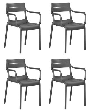 Набор 4 шт Стул обеденный DOBRIN TIM ARM, темно-серый (GR-04)
