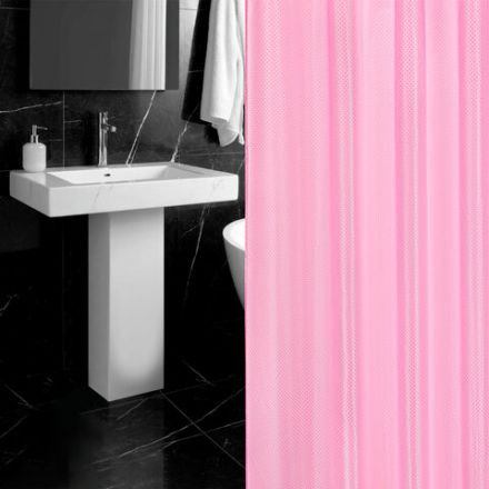 Шторка для ванной ПОЛИЭСТЕР, 180х200 см, кольца в комплекте, РОЗОВЫЙ БРИЛЛИАНТ, PRIMILA (ПРИМИЛА), 700098