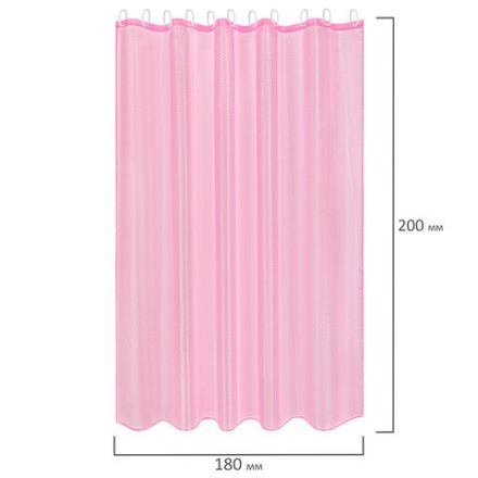 Шторка для ванной ПОЛИЭСТЕР, 180х200 см, кольца в комплекте, РОЗОВЫЙ БРИЛЛИАНТ, PRIMILA (ПРИМИЛА), 700098