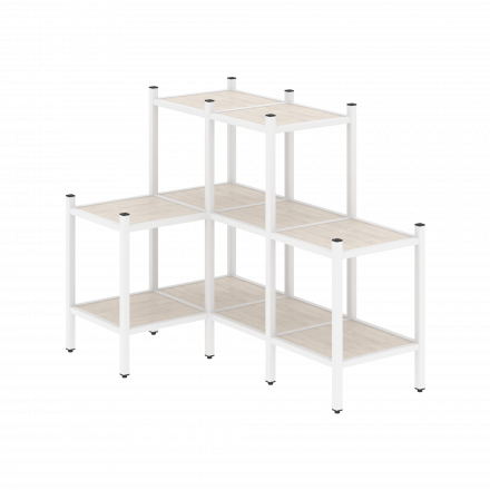 Loft Угловой внутренний стеллаж наборный VR.L-37 Денвер светлый/Белый металл 862*1278*1047