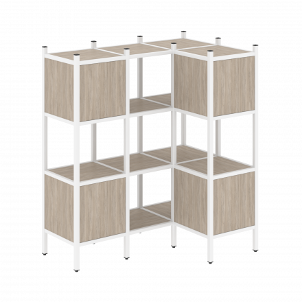 Loft Угловой внутренний стеллаж наборный VR.L-29 Дуб аттик/Белый металл 1278*862*1458