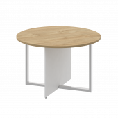 Shift Стол переговорный, круглый SK.SP-KR-120 Тиквуд светлый/Белый бриллиант 1200*1200*753 Shift Стол переговорный, круглый SK.SP-KR-120 Тиквуд светлый/Белый бриллиант 1200*1200*753