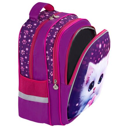 Рюкзак BRAUBERG KIDS MIND с пеналом в комплекте, 2 отделения, "Humble Cat", 40х28х18 см, 273176