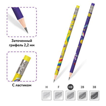 Карандаш чернографитный ЮНЛАНДИЯ "ЮНЛАНДИК", 1 шт., HB, с ластиком, корпус ассорти, 181752 Карандаш чернографитный ЮНЛАНДИЯ "ЮНЛАНДИК", 1 шт., HB, с ластиком, корпус ассорти, 181752