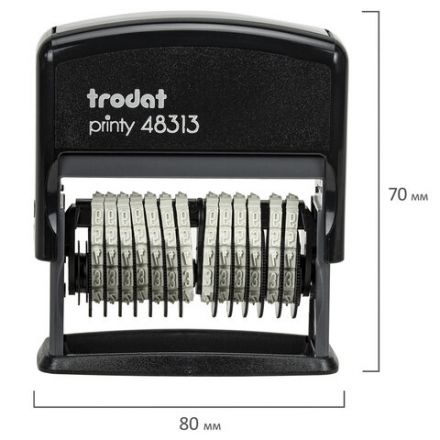 Нумератор 13-разрядный, оттиск 42х3,8 мм, синий, TRODAT 48313, корпус черный, 53198