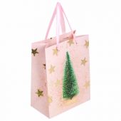 Пакет подарочный (1 штука) новогодний 18x10x23 см, ЗОЛОТАЯ СКАЗКА "Pink Ivory", фольга, 608234