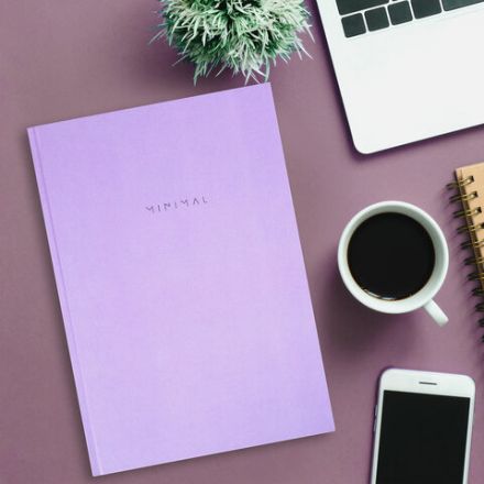 Блокнот БОЛЬШОЙ ФОРМАТ 200х290 мм, А4, 80 л., твердый, клетка, BRAUBERG "Minimal", сиреневый, 116434 Блокнот БОЛЬШОЙ ФОРМАТ 200х290 мм, А4, 80 л., твердый, клетка, BRAUBERG "Minimal", сиреневый, 116434