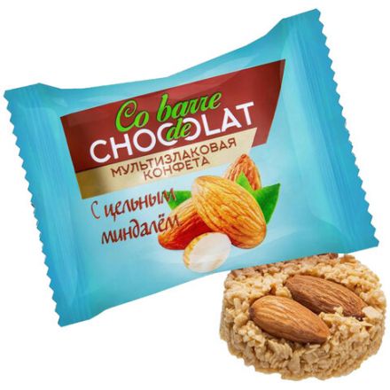 Конфеты мультизлаковые CO BARRE DE CHOCOLAT с цельным миндалем, 200 г, пакет, БП-00001137