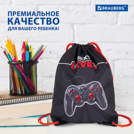 Мешок для обуви BRAUBERG PREMIUM, карман, подкладка, светоотражающие элементы, 43х33 см, "Next level", 270748