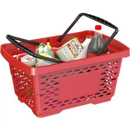 Корзина покупательская EVR_JAZZ 410260 пластик красный 28л усилен. дно 2руч