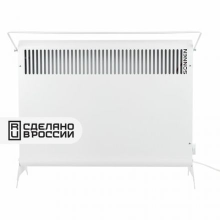 Обогреватель-конвектор SONNEN MINI-1500.2, 1500 Вт, вешалка, Х-образный нагревательный элемент, белый, сделано в России, 457631