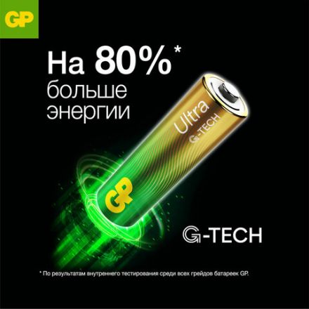 Батарейка 1 шт., GP Ultra G-Tech, Крона (6LR61, 6LF22, 1604A), алкалиновая, блистер, 1604AU-5CR1