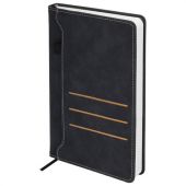 Ежедневник недатированный А5 138х213 мм, BRAUBERG "Slot", под кожу, держатель для ручки, 160 листов, черный, 116605