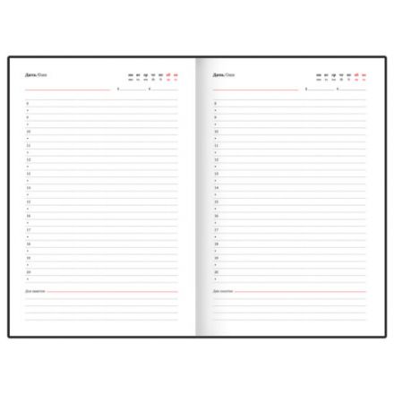 Ежедневник недатированный А5 138х213 мм, BRAUBERG "Slot", под кожу, держатель для ручки, 160 листов, черный, 116605