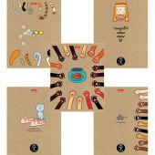 Тетрадь А5 48л. HATBER скоба, клетка, обложка крафт, "На мягких лапках" (микс в спайке), 066340, 48Т5В1