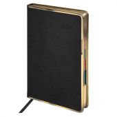 Ежедневник датированный 2026 А5 148х218 мм, GALANT "Infinity Gold", под кожу, черный, 117500